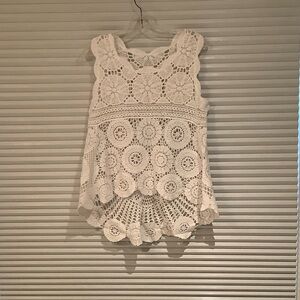 White Crochet Sleeveless Top